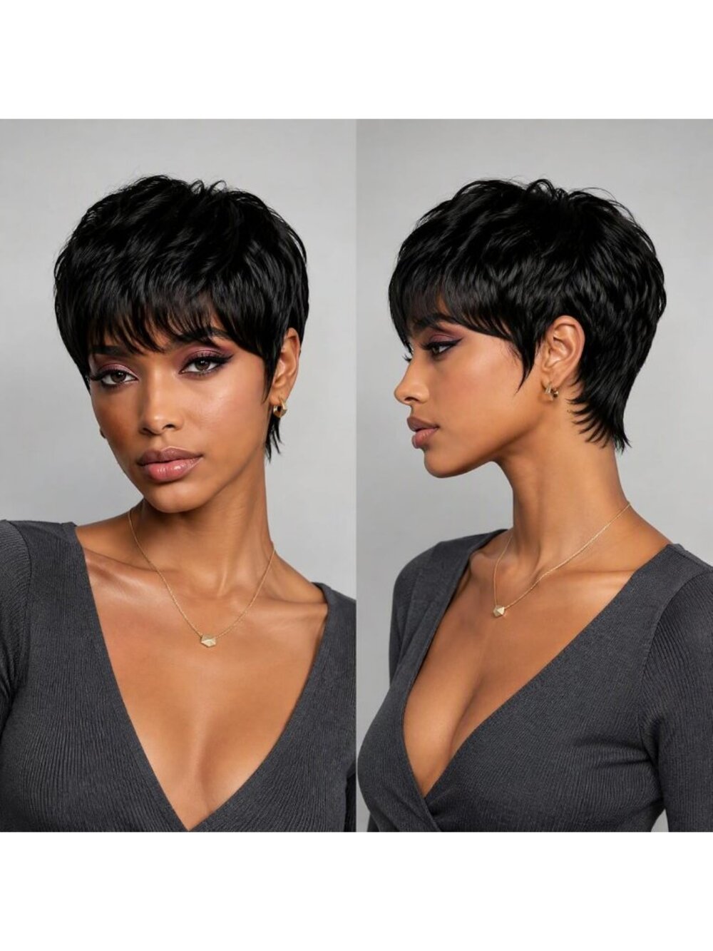 Short Layered Pixie Cut Wig with Bangs - Glueless Human Hair Wig for Daily Wear